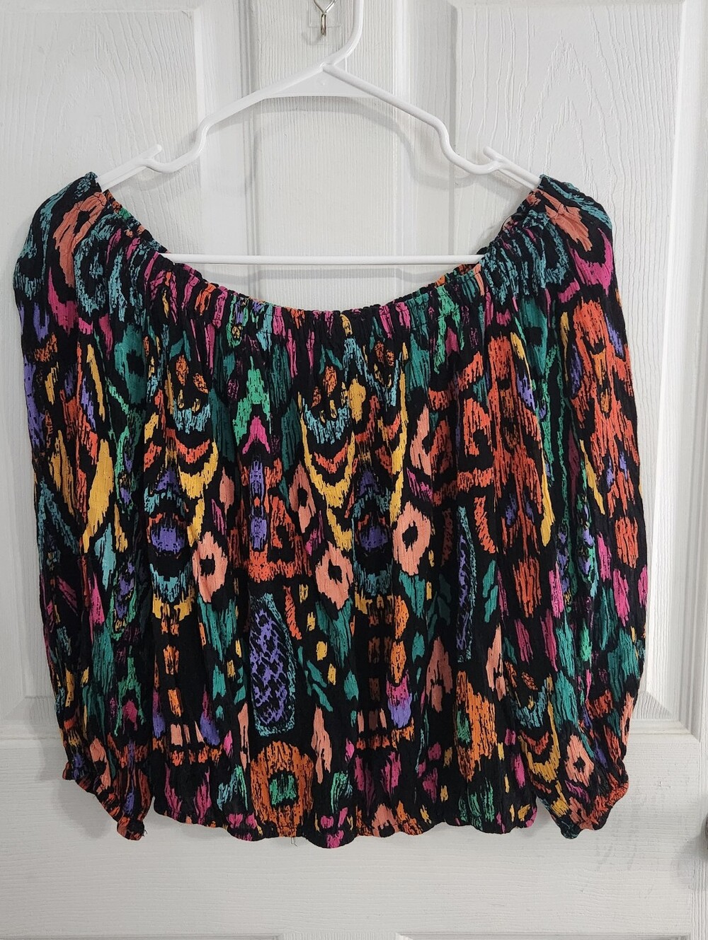 Christian Siriano gauzey vibrant colorful abstract blouse XL maximalism artsy - Picture 5 of 11